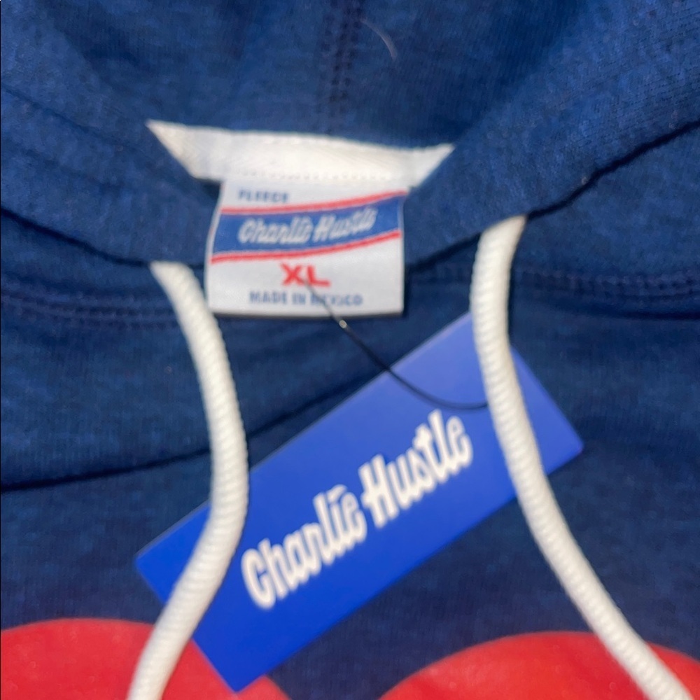 New Charlie Hustle Kc Heart Blue Hoodie Size Xl Pullover Sweatshirt Kansas City — image 2 of 5